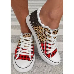 Techshoppy Women Casual 3D Printing Color Leopard Canvas Shoes