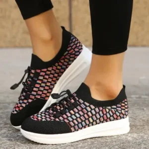 Techshoppy Women Fashion Fly Knit Breathable Fashion Sneakers