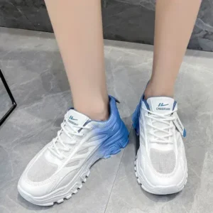 Techshoppy Women Fashion Round Toe Breathable Mesh Gradient Sneakers