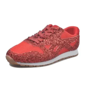 Techshoppy Women Fashion Round Toe Platform Sequins Rhinestone Platform Sneakers