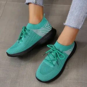 Techshoppy Women'S Fashion Platform Lace Up Flyknit Sneakers