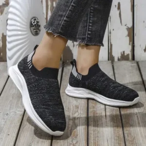 Techshoppy Women Fashion Round Toe Slip-On Flat Non-Slip Lightweight Sneakers