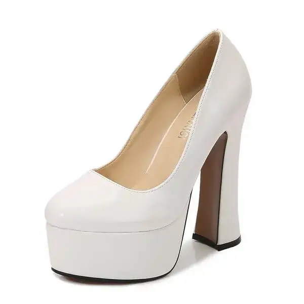 Techshoppy Women Plus Size Fashion Sexy Thick-Soled Chunky Heel Platform Round-Toe High-Heeled Shoes Wedges