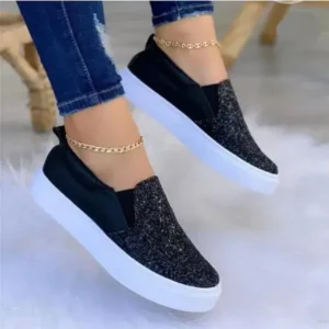 Techshoppy Thick Sole Casual Sequined Shoes Women Flat Shoes