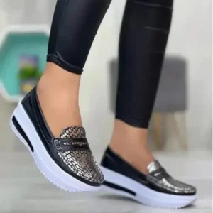 Techshoppy Women Autumn Solid Color Round Toe Platform Casual Shoes