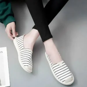 Techshoppy Fashion Stripe Pattern Design Women Round-Toe Casual Espadrilles Shoes