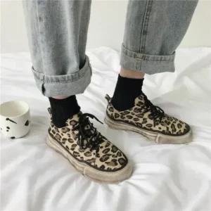 Techshoppy Women Fashion Leopard Printing Flat Sneakers