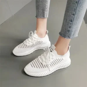 Techshoppy Women Fashion Mesh Cloth Lace-Up Sneakers