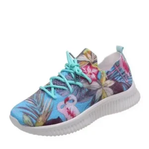 Techshoppy Women Fashion Casual Lace Up Design Mesh Breathable Graffiti Print Sneakers