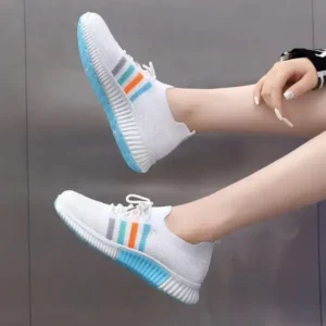 Techshoppy Women Casual Sports Lace Up Design Mesh Breathable Sneakers