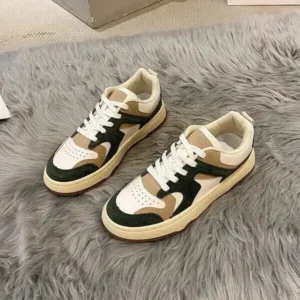 Techshoppy Women Fashion Lace Up Design Color Blocking Sneakers