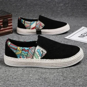 Techshoppy Men Fashion Color Matching Breathable Canvas Flats Shoes