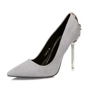 Techshoppy Women Sexy Metal Heel Pointed-Toe High Heels Shoes