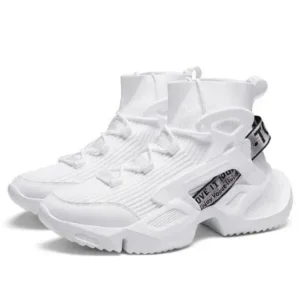 Techshoppy Men'S Fashion Platform White High Top Sneakers