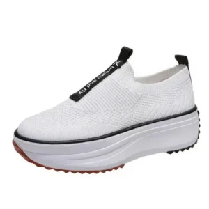 Techshoppy Women Casual Knit Design Mesh Breathable Wedge Platform Sneakers