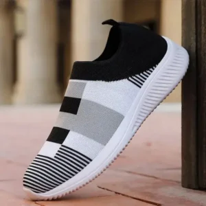 Techshoppy Women Casual Knit Design Breathable Mesh Color Blocking Flat Sneakers