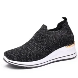 Techshoppy Women Casual Mesh Knit Design Breathable Comfort Wedge Platform Sneakers