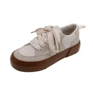 Techshoppy Women Casual Round Toe Lace Up Design Platform Sneakers