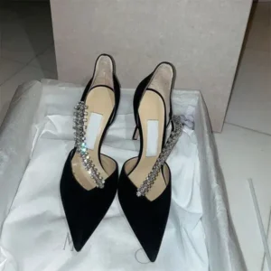 Techshoppy Women Fashion Sexy Elegant Rhinestone Pointed Toe Stiletto Heel Pumps