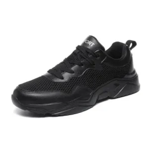 Techshoppy Men Fashion Pu Mesh Breathable Sneakers