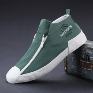 Techshoppy Men'S Casual Embroidery Zipper High Top Canvas Shoes