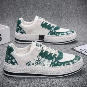 Techshoppy Men Fashion Cashew Flower Printed Canvas Sneakers