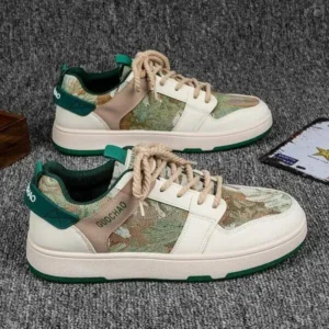 Techshoppy Men'S Casual Retro Secret Forest Oil Painting Pattern Sneakers