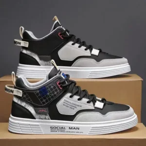 Techshoppy Men'S Fashion High Top Color Block Sneakers