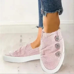 Techshoppy Women Fashion Plus Size Solid Denim Canvas Flat Sneakers