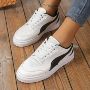 Techshoppy Women Fashion Plus Size Thick-Soled Round Toe Flat Sneakers