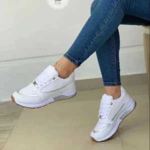 Techshoppy Women Fashion Plus Size Flat Round-Head Colorblock Sneakers