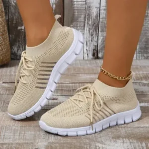 Techshoppy Women Casual Plus Size Solid Color Mesh Breathable Flat Sneakers