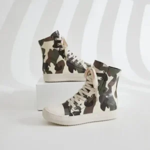 Techshoppy Women Fashion Casual Plus Size Camouflage Thick-Soled High Top Shoes