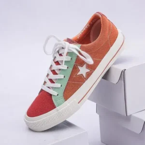 Techshoppy Women Fashion Stitching Canvas Star Round Toe Sneakers