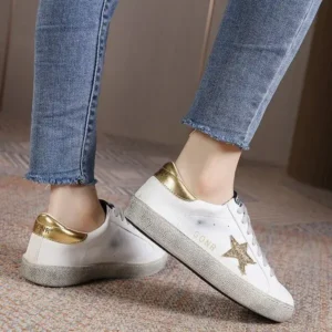 Techshoppy Women Fashion Casual Plus Size Star Round Toe Sneakers