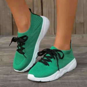 Techshoppy Women Fashion Casual Fly-Woven Breathable Sneakers