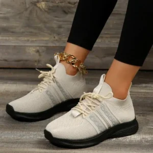 Techshoppy Women Fashion Casual Flying Mesh Breathable Thick-Soled Sneakers