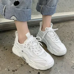 Techshoppy Women Fashion Casual Mesh Breathable Thick-Soled Sneakers