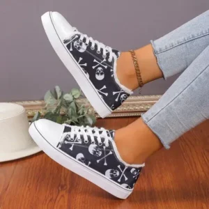 Techshoppy Women Casual Fashion 3D Print Denim Canvas Sneakers