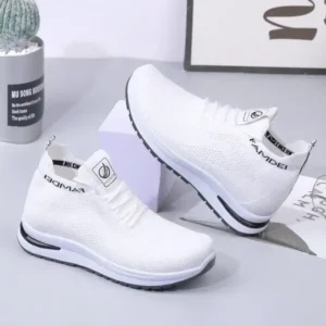 Techshoppy Women Fashion Casual Mesh Breathable Solid Color Sneakers