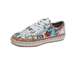 Techshoppy Women Fashion Casual Floral Printed Zipper Lace-Up Sneakers