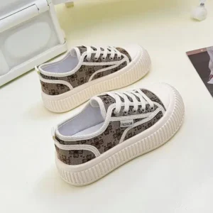 Techshoppy Women Fashion Round Toe Lace-Up Sneakers