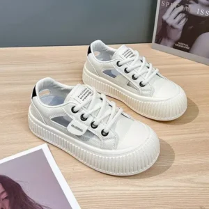 Techshoppy Women Fashion Breathable Hollow Casual Sneakers Thick Soled Sneakers