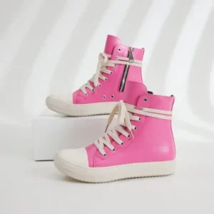 Techshoppy Women Fashion Rose Faux Leather High Top Shoes