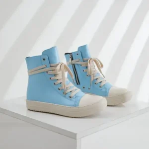 Techshoppy Women Fashion Blue Faux Leather High Top Shoes