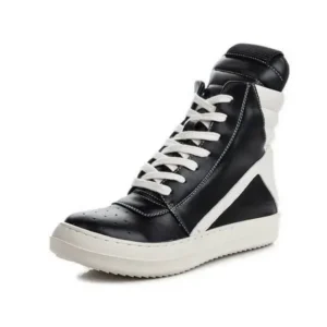 Techshoppy Women Fashion Casual Black White Inverted Triangle High Top Shoes