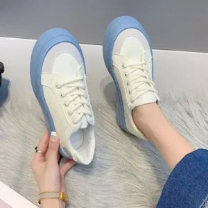 Techshoppy Women Fashion Round Toe Lace-Up Sneakers