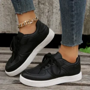 Techshoppy Women Fashion Round Toe Platform Solid Color Sneakers