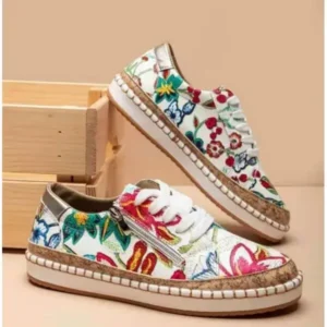 Techshoppy Women Fashion Color Matching Ethnic Style Printed Sneakers