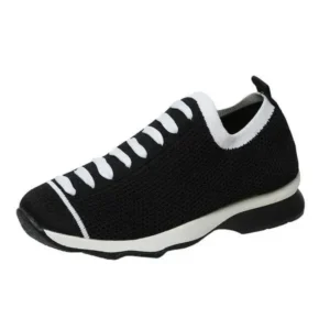 Techshoppy Women Fashion Color Block Fly Knit Round Toe Slip On Sneakers